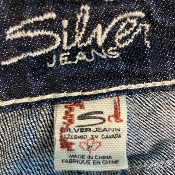 SILVER JEANS Sz 31 Tuesday Bootcut Faded Whisker  Dark Jeans - Picture 13 of 13